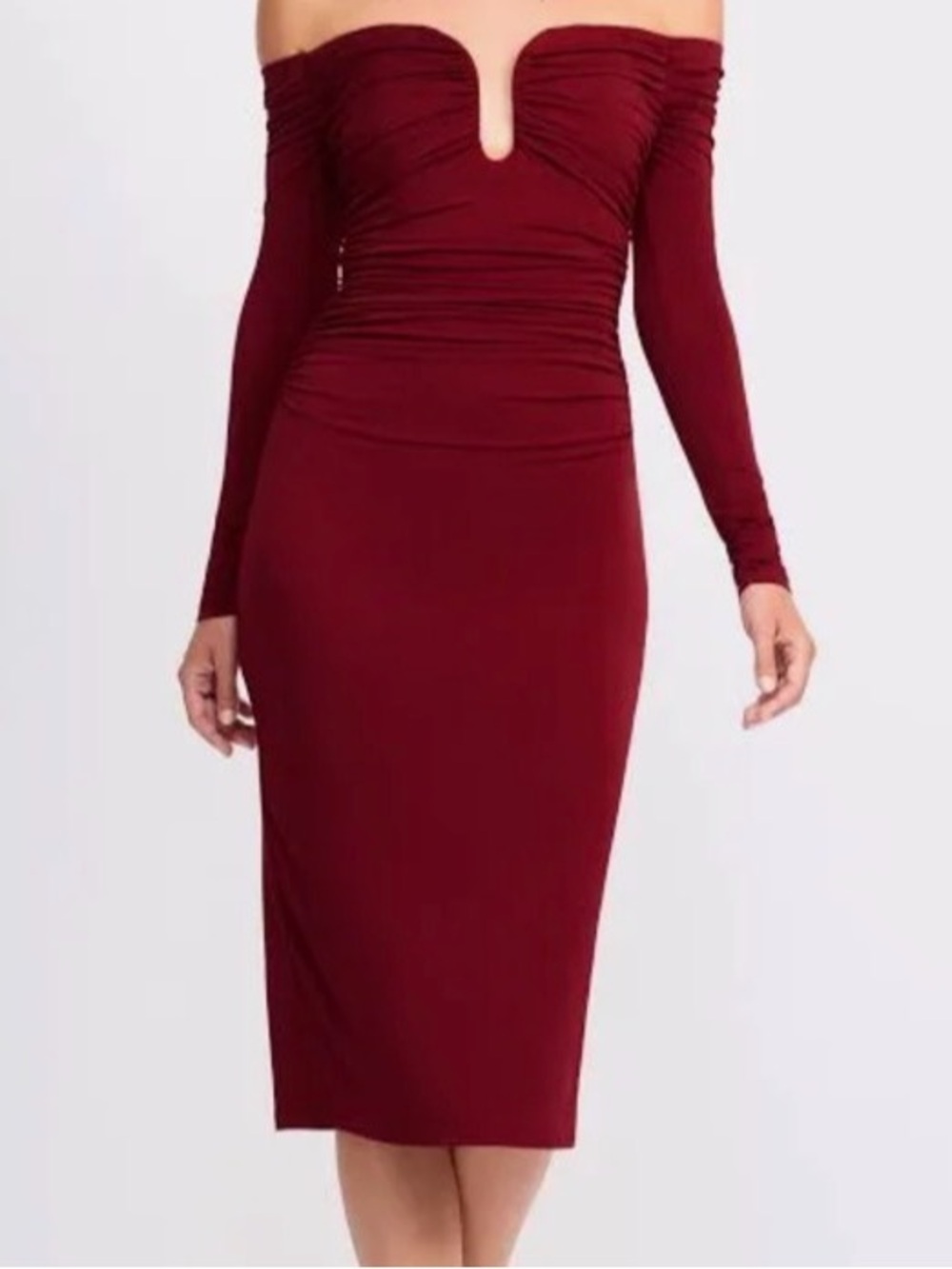 Astr Lovinia Wine Long Sleeve Dress